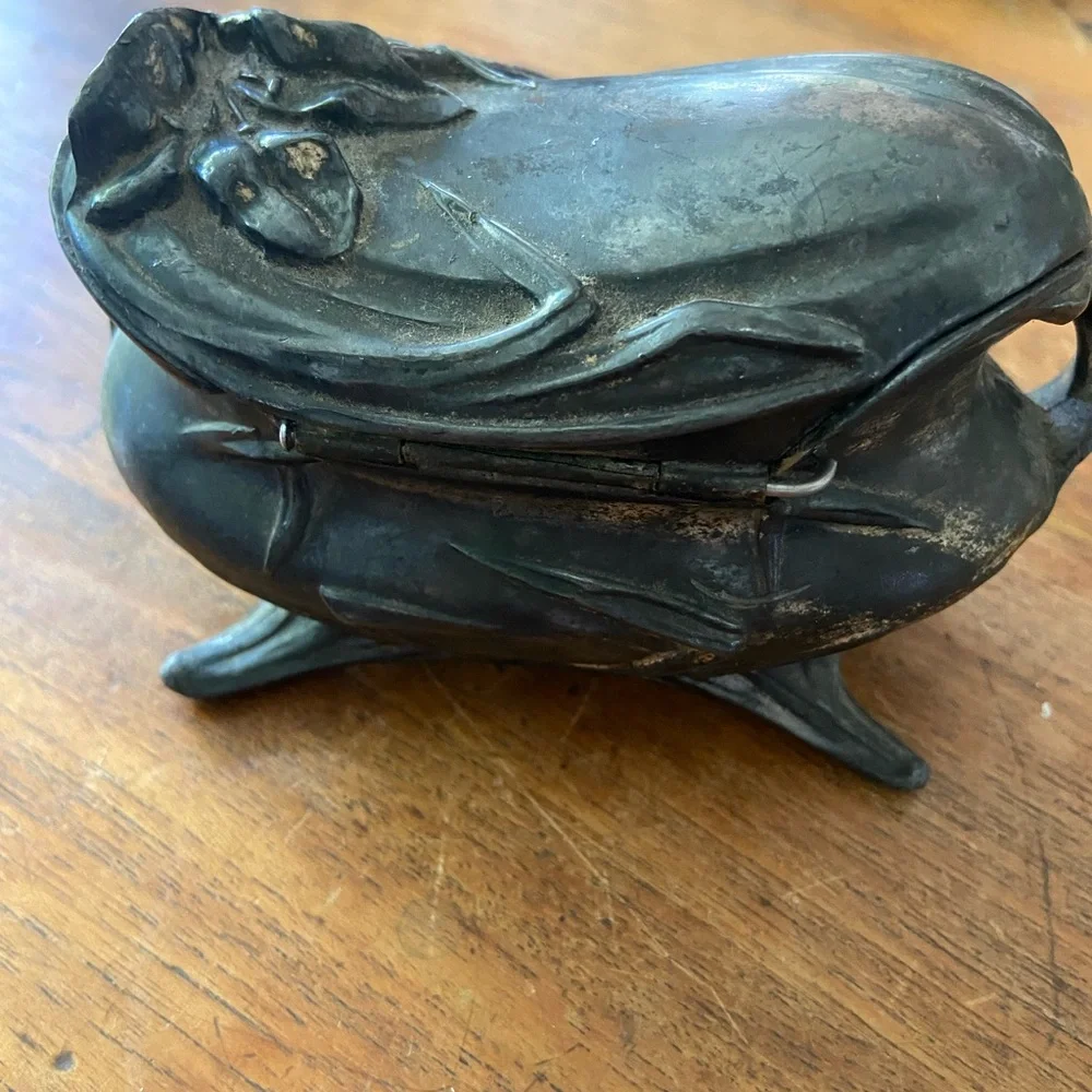 Antique Silver Plated Brass Jewelry/Trinket Box - Picture 4 of 7